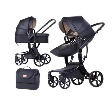 Carucior 2 in 1 - Carucior multifunctional, 2 in 1, Forma anatomica Egg Shape , Suspensie dubla, corai