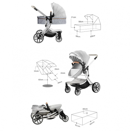 Carucior multifunctional 2 in 1, Forma anatomica pentru landou, Suspensie dubla [2]