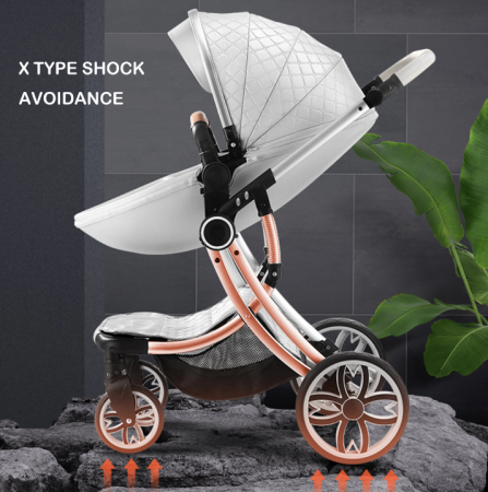 Carucior multifunctional 2 in 1, Forma anatomica pentru landou, Suspensie dubla, Gri [8]