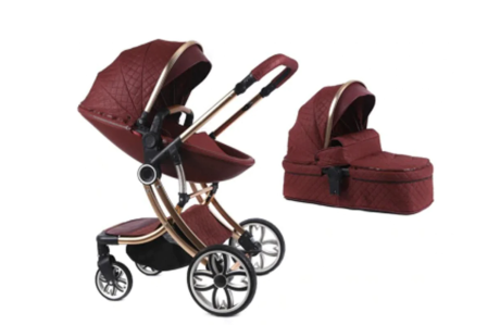 Carucior 2 in 1 - Carucior multifunctional 2 in 1,Forma anatomica pentru landou,Suspensie dubla,rosu