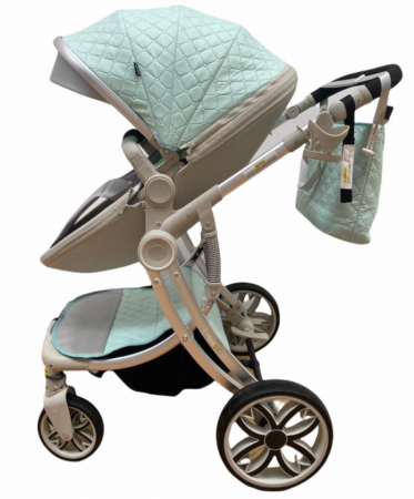 Carucior multifunctional 2 in 1,Forma anatomica pentru landou,Suspensie dubla,verde [11]