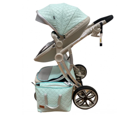 Carucior 2 in 1 - Carucior multifunctional 2 in 1,Forma anatomica pentru landou,Suspensie dubla,verde