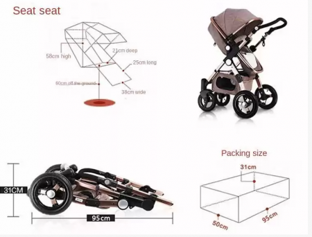 Carucior multifunctional 3 in 1, Dubla suspensie, Modul scoica inclus, Maner reversibil si telescopic, Parasolar cu piele, Geanta de scutece, Saltea groasa de infasat [12]