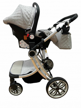 Carucior multifunctional 3 in 1, Forma anatomica pentru landou, Suspensie dubla si Geanta scutece [10]