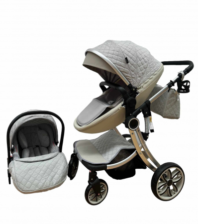 Carucior multifunctional 3 in 1, Forma anatomica pentru landou, Suspensie dubla si Geanta scutece [4]