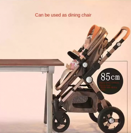 Carucior multifunctional 3 in 1, Modul scoica inclus, Maner reversibil si telescopic, Parasolar cu piele, Geanta de scutece, Saltea goasa de infasat, gri [8]