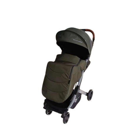 Carucior pentru bebelusi, cu pozitie de somn, 0-36 luni, cu husa impermeabila pentru picioare si maner cu piele, kaki [1]