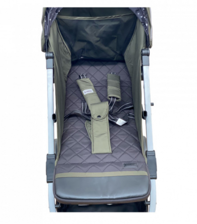 Carucior pentru bebelusi, cu pozitie de somn, 0-36 luni, cu husa impermeabila pentru picioare si maner cu piele, kaki [3]