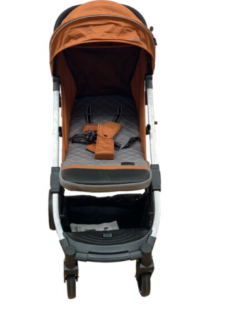 Carucior pentru bebelusi, cu pozitie de somn, 0-36 luni, cu husa impermeabila pentru picioare si maner cu piele, maro [2]
