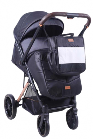 Carucior sport - Carucior pentru bebelusi, cu pozitie de somn, 0-36 luni, cu husa impermeabila pentru picioare si maner reversibil, Bubu-Still, Negru