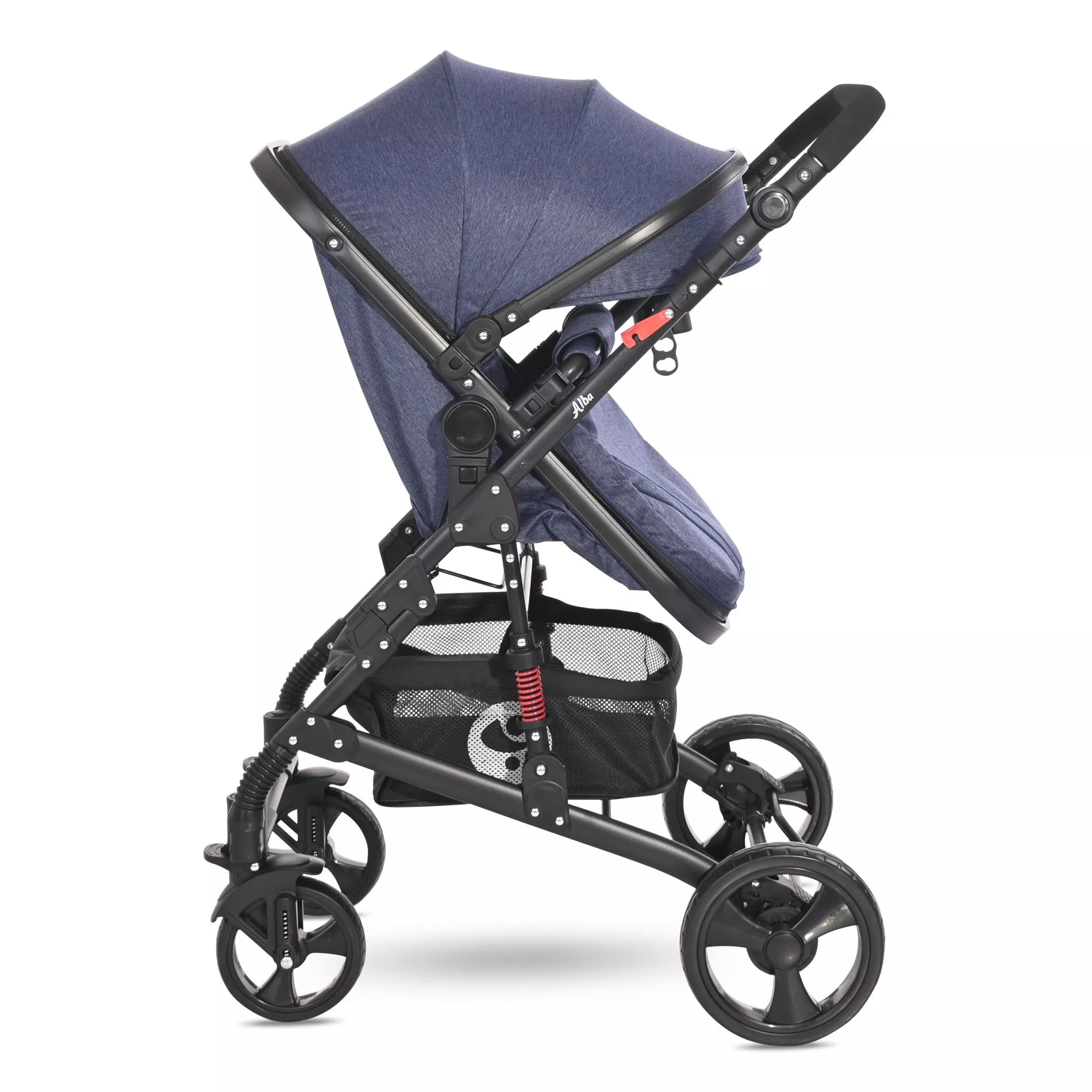 Carucior Set, Alba Classic, landou transformabil, cos auto inclus, cadru aluminiu, Jeans Blue [7]