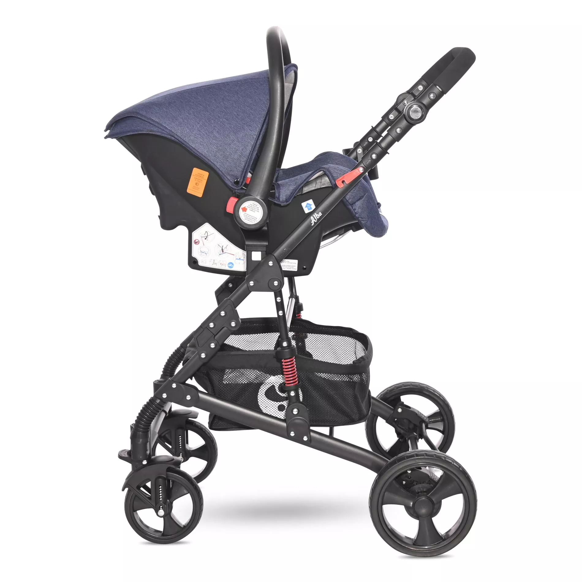 Carucior Set, Alba Classic, landou transformabil, cos auto inclus, cadru aluminiu, Jeans Blue [2]