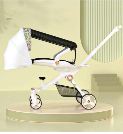 Carucior sport, 2 in 1, reversibil, cu pozitie de somn, tavita pentru masa, parasolar, Alb Multicolor [4]