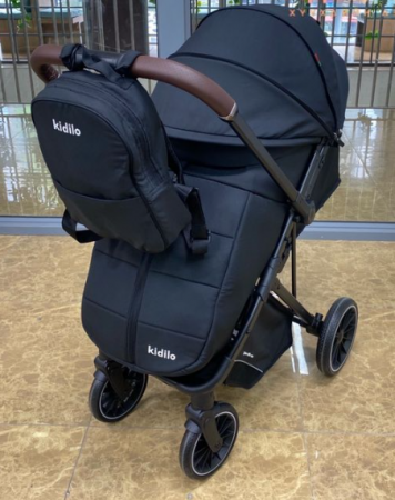 Carucior sport, Kidilo, Pentru toamna-iarna, Husa de picioare, Copertina extensibila, Negru [5]