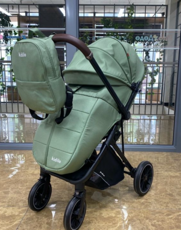Carucior sport, Kidilo, Pentru toamna-iarna, Husa de picioare detasabila, Copertina extensibila, Verde [1]