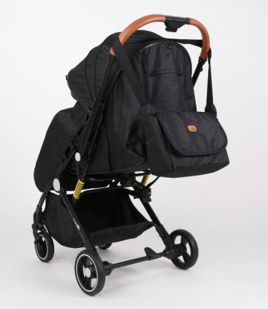 Carucior Sport pentru Copii, cu pozitie de somn, Troller transport par avion, Spatar reglabil prin centura, Geanta pentru scutece, Tehnologia inovatoare One-Hand Folding, Maner reversibil, Negru [1]