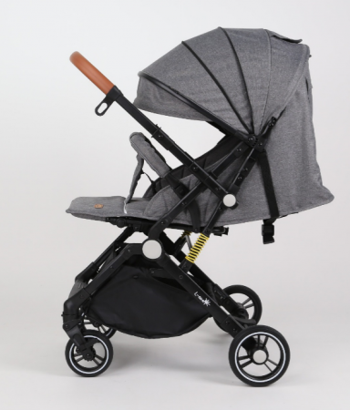 Carucior Sport pentru Copii, cu pozitie de somn, Troller transport par avion, Spatar reglabil prin centura, Geanta pentru scutece, Tehnologia inovatoare One-Hand Folding, Maner reversibil, Gri [1]