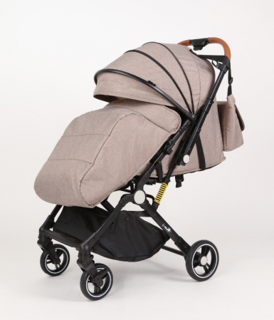 Carucior Sport pentru Copii, cu pozitie de somn, Troller transport par avion, Spatar reglabil prin centura, Geanta pentru scutece, Tehnologia inovatoare One-Hand Folding, Maner reversibil, Bej [3]