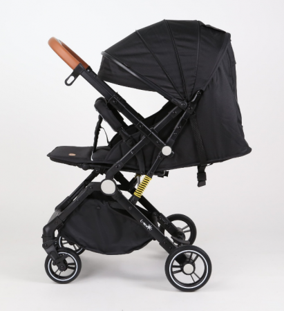 Carucior Sport pentru Copii, cu pozitie de somn, Troller transport par avion, Spatar reglabil prin centura, Geanta pentru scutece, Tehnologia inovatoare One-Hand Folding, Maner reversibil, Negru [4]