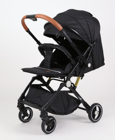 Carucior Sport pentru Copii, cu pozitie de somn, Troller transport par avion, Spatar reglabil prin centura, Geanta pentru scutece, Tehnologia inovatoare One-Hand Folding, Maner reversibil, Negru [2]