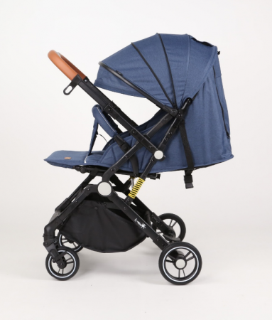 Carucior Sport pentru Copii, cu pozitie de somn, Troller transport par avion, Spatar reglabil prin centura, Geanta pentru scutece, Tehnologia inovatoare One-Hand Folding, Maner reversibil, Albastru [3]