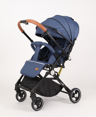 Carucior Sport pentru Copii, cu pozitie de somn, Troller transport par avion, Spatar reglabil prin centura, Geanta pentru scutece, Tehnologia inovatoare One-Hand Folding, Maner reversibil, Albastru [4]