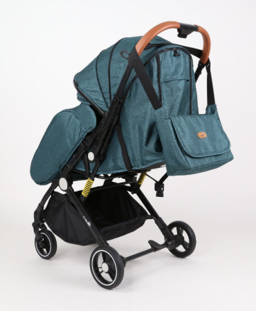 Carucior Sport pentru Copii, cu pozitie de somn, Troller transport par avion, Spatar reglabil prin centura, Geanta pentru scutece, Tehnologia inovatoare One-Hand Folding, Maner reversibil, Turcoaz [2]