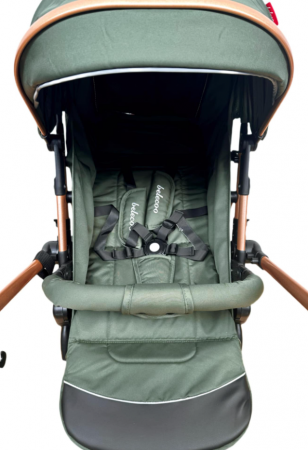 Carucior Sport Pentru Copii, Maner reversibil, Suport biberon, Plasa de tantari, Copertina extensibila, Cu suspensii, Recomandat transport par avion, Kaki [2]