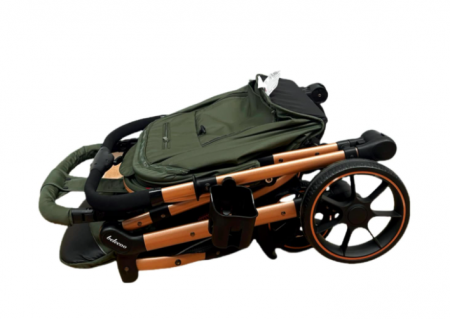 Carucior Sport Pentru Copii, Maner reversibil, Suport biberon, Plasa de tantari, Copertina extensibila, Cu suspensii, Recomandat transport par avion, Kaki [7]