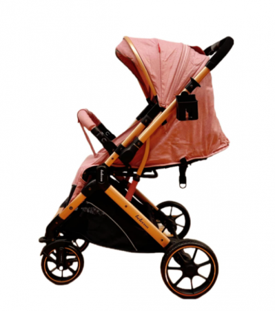 Carucior Sport Pentru Copii, Maner reversibil, Suport biberon, Plasa de tantari, Copertina extensibila, Cu suspensii, Recomandat transport par avion, Roz - Copie [6]