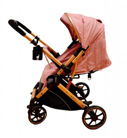 Carucior Sport Pentru Copii, Maner reversibil, Suport biberon, Plasa de tantari, Copertina extensibila, Cu suspensii, Recomandat transport par avion, Roz [4]