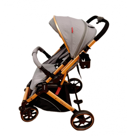 Carucior Sport Pentru Copii, Maner reversibil, Suport biberon, Plasa de tantari, Copertina extensibila, Cu suspensii, Recomandat transport par avion, Gri [3]