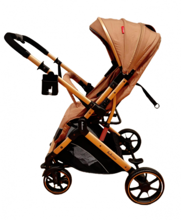 Carucior Sport Pentru Copii, Maner reversibil, Suport biberon, Plasa de tantari, Copertina extensibila, Cu suspensii, Recomandat transport par avion, Caramiziu [3]