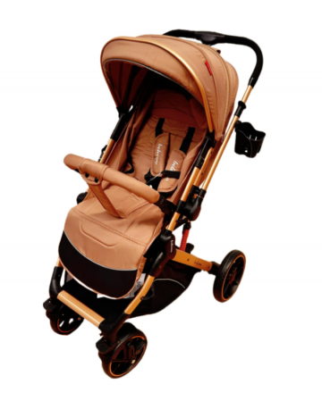 Carucior Sport Pentru Copii, Maner reversibil, Suport biberon, Plasa de tantari, Copertina extensibila, Cu suspensii, Recomandat transport par avion, Caramiziu [1]