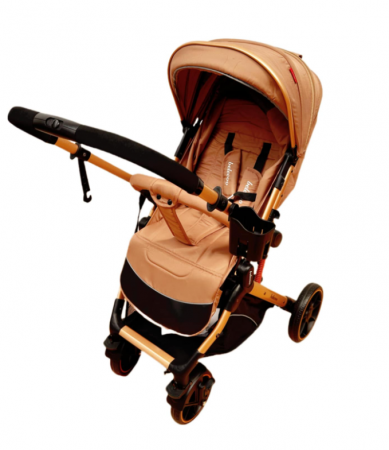 Carucior Sport Pentru Copii, Maner reversibil, Suport biberon, Plasa de tantari, Copertina extensibila, Cu suspensii, Recomandat transport par avion, Caramiziu [2]