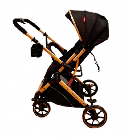 Carucior Sport Pentru Copii, Maner reversibil, Suport biberon, Plasa de tantari, Copertina extensibila, Cu suspensii, Recomandat transport par avion, Negru [5]