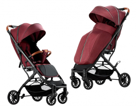 Carucior sport - Carucior sport, tip troler, Cu husa de iarna detasabila, Roti cauciuc, Strangere ultracompacta, S1, Rosu grena