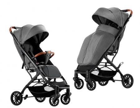 Carucior sport, tip troler, Cu husa de iarna detasabila, Roti cauciuc, Strangere ultracompacta, S1, Gri [7]