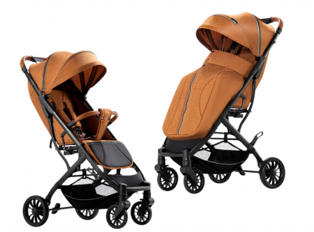 Carucior sport, tip troler, Cu husa de iarna detasabila, Roti cauciuc, Strangere ultracompacta, S1, Caramiziu [7]