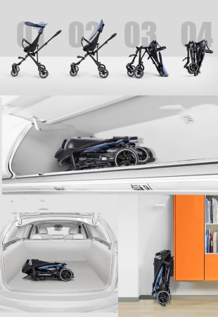 Carucior sport, protectie UV,ultracompact, scaun reversibil, parasolar reglabil, panza oxford, negru [4]