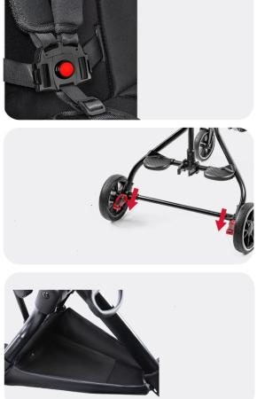 Carucior sport, protectie UV,ultracompact, scaun reversibil, parasolar reglabil, panza oxford, negru [7]