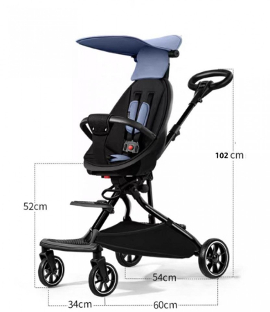 Carucior sport, protectie UV,ultracompact, scaun reversibil, parasolar reglabil, panza oxford, negru [8]