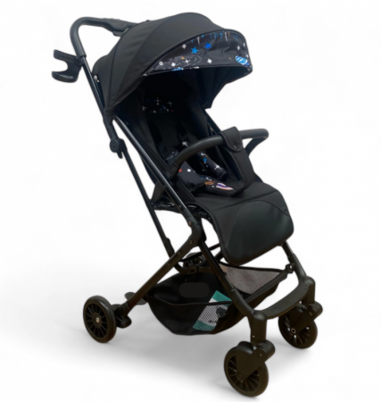 Carucior sport - Carucior sport, ultrausor si ultrapliabil, cu pozitie de somn, tip troller, cu accesorii din piele, sarcina maxima 22 Kg, negru