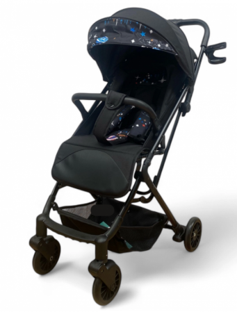 Carucior sport, ultrausor si ultrapliabil, cu pozitie de somn, tip troller, cu accesorii din piele, sarcina maxima 22 Kg, negru [1]