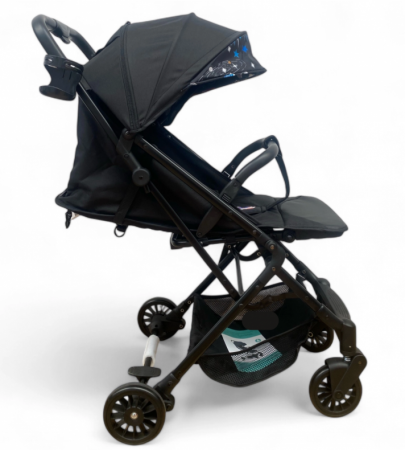 Carucior sport, ultrausor si ultrapliabil, cu pozitie de somn, tip troller, cu accesorii din piele, sarcina maxima 22 Kg, negru [2]