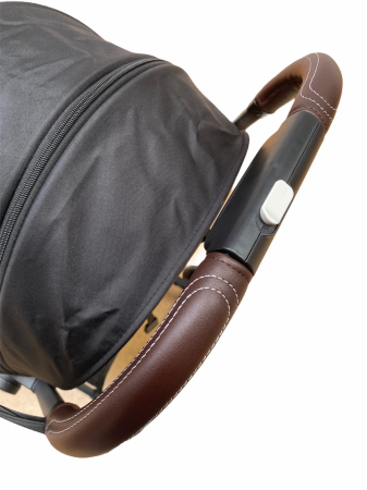 Carucior sport,ultrausor,cu pozitie de somn,tip troller,cu accesorii din piele, negru [2]