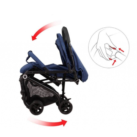 Carucior sport, ultrausor si ultrapliabil, cu pozitie de somn, tip troller, cu accesorii din piele, albastru [1]