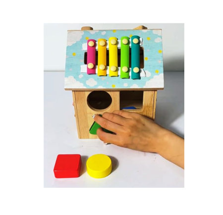 Casuta multifunctionala cu activitati, ceas, roti zimtate, sortator forme diverse [2]