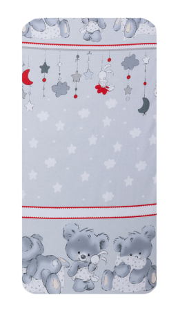 Cearceaf patut - Cearceaf din bumbac pentru saltea 120x60 cm, Urs iepuras gri, Beberoyal