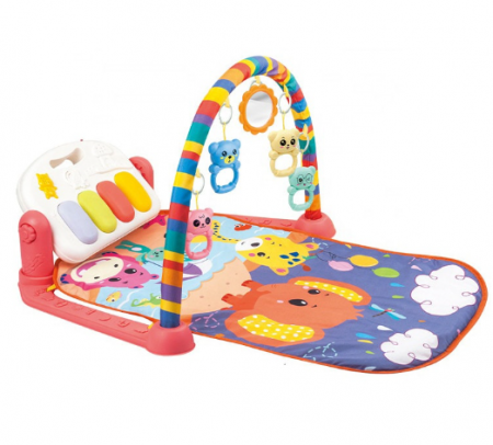 Covoras de joaca - Centru de activitati pentru bebelusi, Multifunctionala 4 in 1 cu muzica si lumini, covoras interactiv , 5 jucarii senzoriale, pentru baieti si fete, 0 luni+